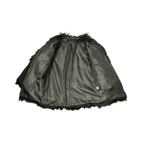 Black Large Faux Fur Jacket Long Sleeve - Picture 4 of 4